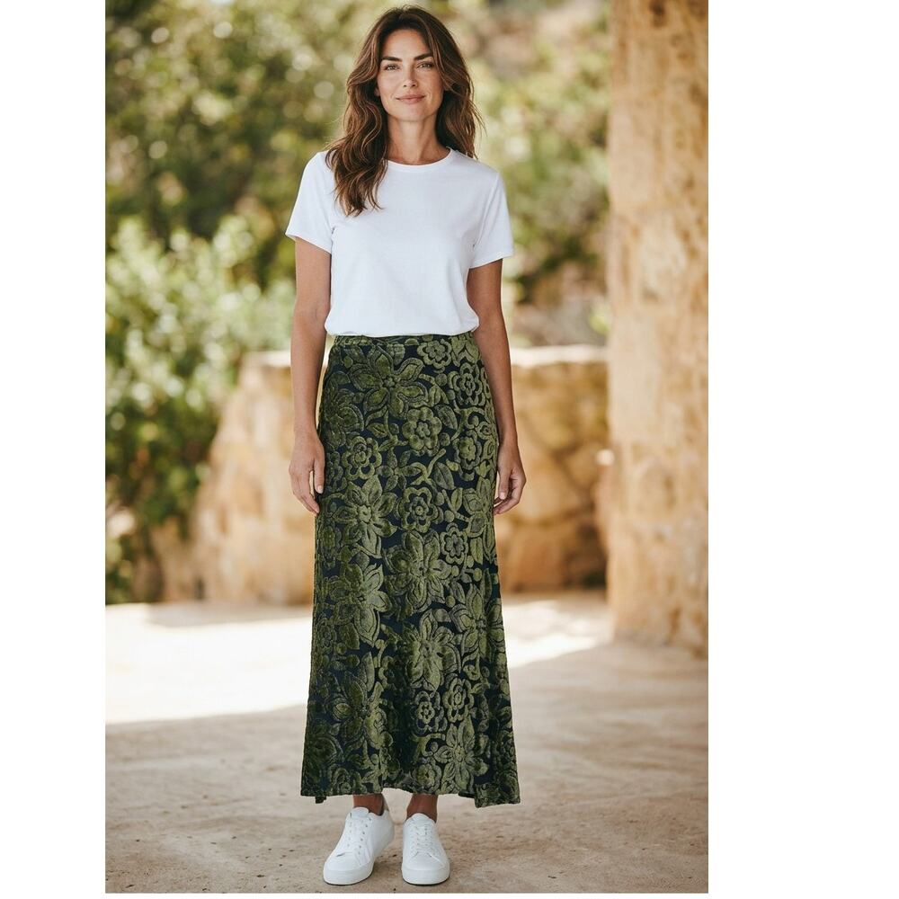 Jan & Carlos L vintage Italian designer Aline Skirt Velvet Burnout Long Maxi 10